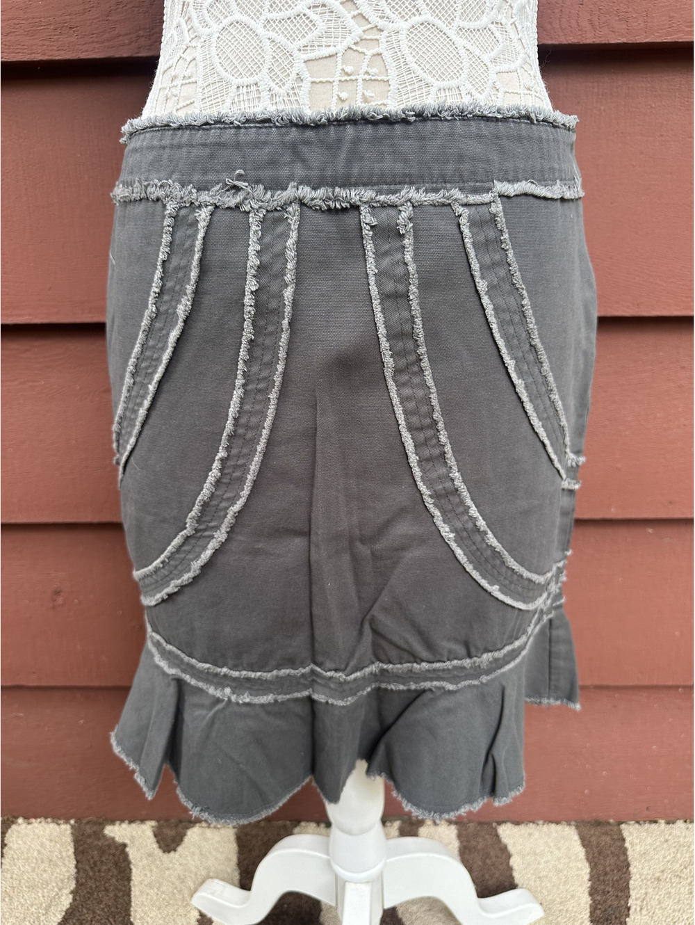 Xhilaration Vintage Y2K Grunge Mini Skirt in Charcoal Grey Denim Distressed